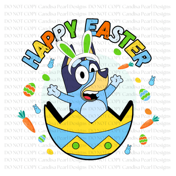 Happy Easter Bluey Egg Blue PNG DIGITAL DOWNLOAD