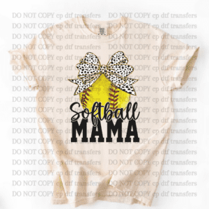 Softball Mama Dalmatian  Bow DTF TRANSFER