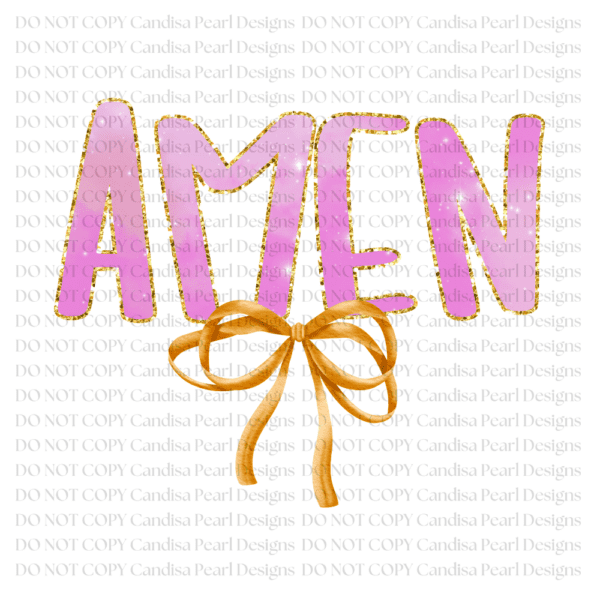 Lavender Amen Gold Bow PNG DIGITAL DOWNLOAD