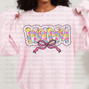 Spring Mama Floral Pink Bow DTF TRANSFER