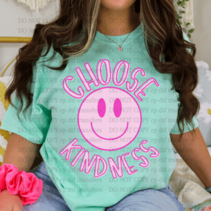 Choose Kindness Pink Smiley DTF TRANSFER