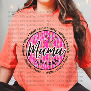 Mama Neon Pink Brushstroke Sayings DTF TRANSFER