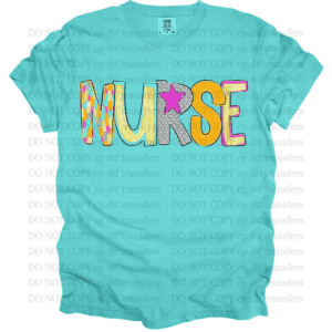 Nurse Pink Star Font  DTF TRANSFER