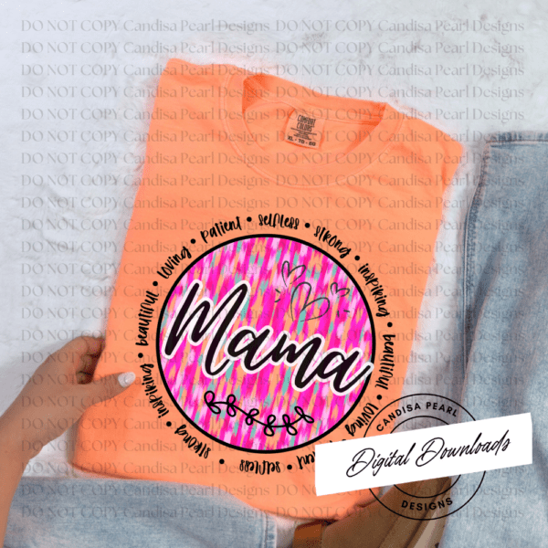 Mama Neon Pink Brushstroke PNG DIGITAL DOWNLOAD