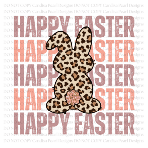 Happy Easter Leopard Bunny Pink  PNG DIGITAL DOWNLOAD