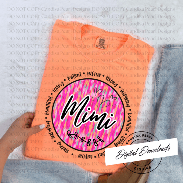 Mimi Neon Pink Brushstroke PNG DIGITAL DOWNLOAD