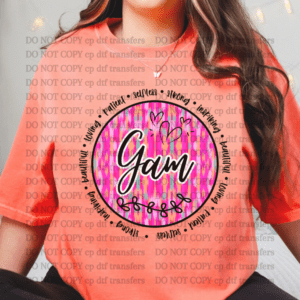 Gam Neon Pink Brushstroke Sayings DTF TRANSFER