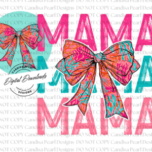 Mama Summer Coral Reef Bow PNG DIGITAL DOWNLOAD