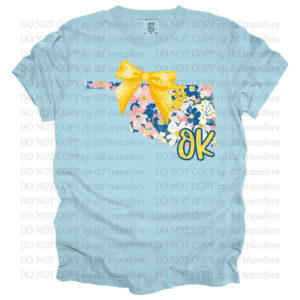 Oklahoma Yellow Blue Flowers DTF TRANSFER