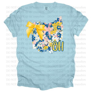Ohio Yellow Blue Flowers DTF TRANSFER