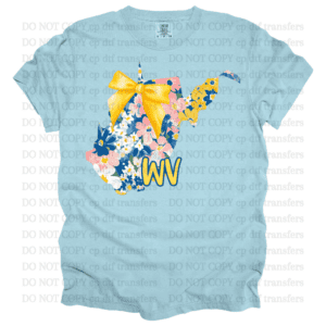 West Virginia Yellow Blue Flowers DTF TRANSFER