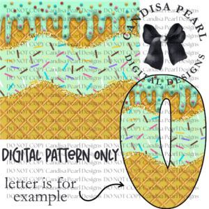 Digital Pattern Ice Cream Drip Aqua PNG DIGITAL DOWNLOAD