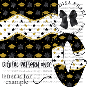 Digital Pattern Black Gold Graduation  PNG DIGITAL DOWNLOAD