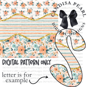 Digital Pattern Peach Flowers PNG DIGITAL DOWNLOAD