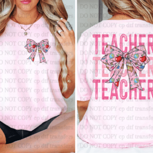 Teacher Pink School With Pocket DTF TRANSFER