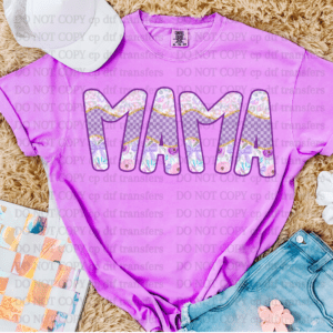Mama Purple Checker Floral DTF TRANSFER