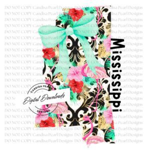 Mississippi Tropical Aqua Bow  PNG DIGITAL DOWNLOAD