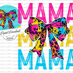 Bright Leopard Mama Bow PNG DIGITAL DOWNLOAD