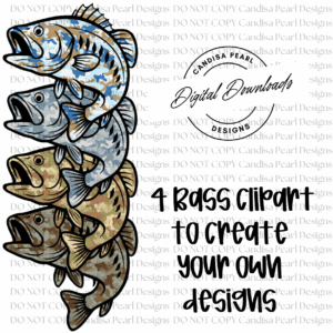 Camo Bass Clipart PNG DIGITAL DOWNLOAD