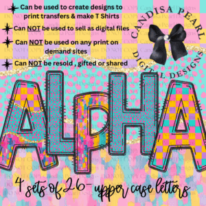 Alpha Set Chic Confetti Pastel PNG DIGITAL DOWNLOAD