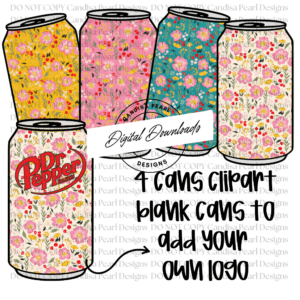 Happy Floral Can Clipart PNG DIGITAL DOWNLOAD