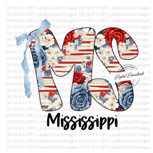 Floral USA Mississippi PNG DIGITAL DOWNLOAD