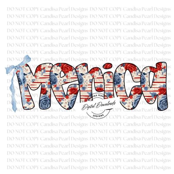Floral USA Merica PNG DIGITAL DOWNLOAD