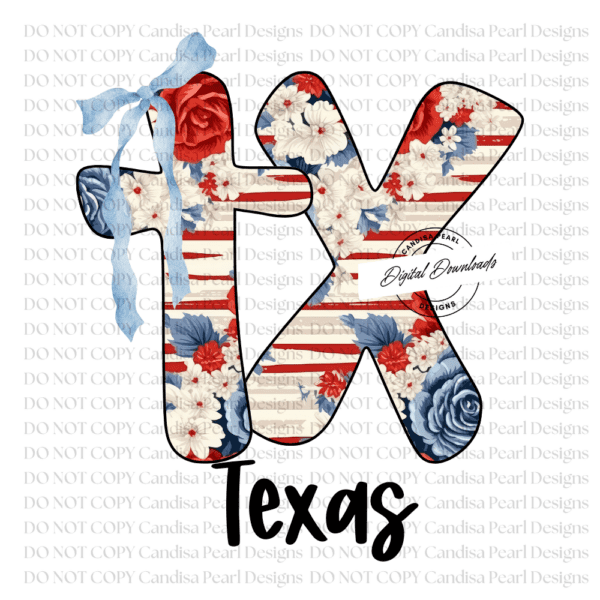 Floral USA Texas PNG DIGITAL DOWNLOAD