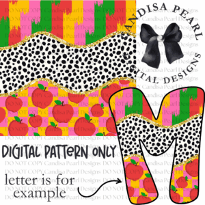 Digital Pattern Apple Checker Pink Yellow PNG DIGITAL DOWNLOAD
