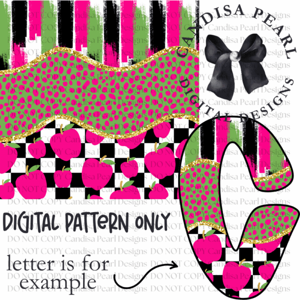 Digital Pattern Apple Checker Pink Green PNG DIGITAL DOWNLOAD