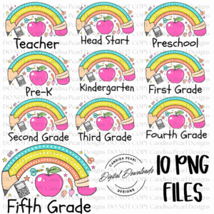 Rainbow Pencil Grades Bundle 10-PNG DIGITAL DOWNLOAD