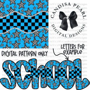 Digital Pattern Blue Black Checker Stars PNG DIGITAL DOWNLOAD