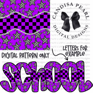 Digital Pattern Purple Black Checker Stars PNG DIGITAL DOWNLOAD