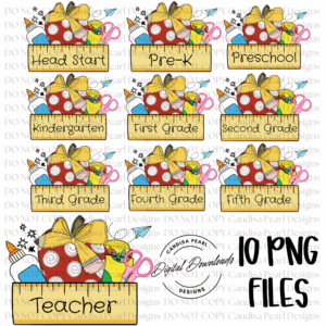 Back To School Ruler Grades Bundle 10-PNG DIGITAL DOWNLOAD