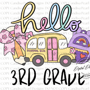 Hello Pastel 3rd Grade PNG DIGITAL DOWNLOAD