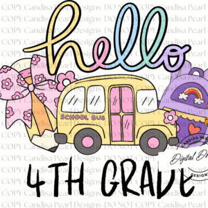 Hello Pastel 4th Grade PNG DIGITAL DOWNLOAD