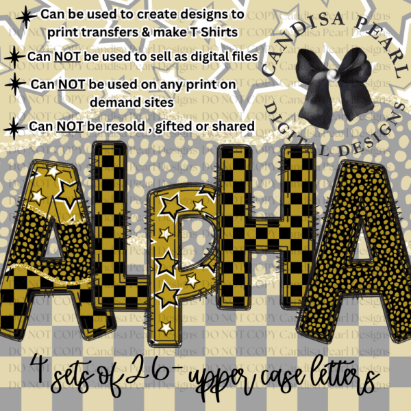 Spirit Black & Gold ALPHA SET PNG DIGITAL DOWNLOAD