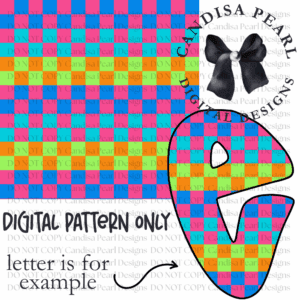 Digital Pattern Neon Checker PNG DIGITAL DOWNLOAD
