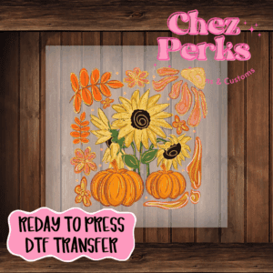 Sparkle Abstract Sunflower Pumpkin DTF TRANSFER