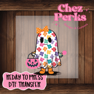 Flower Baby Ghost Orange Bow DTF TRANSFER