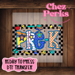 Retro Blue Checker Pre-K DTF TRANSFER