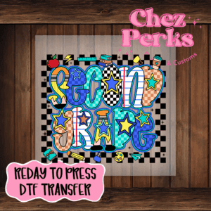 Retro Blue Checker Second Grade DTF TRANSFER