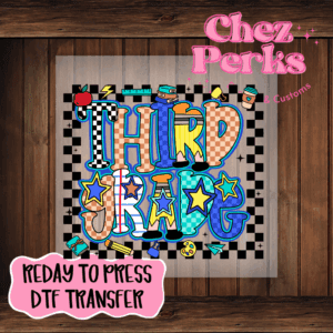 Retro Blue Checker Third Grade DTF TRANSFER