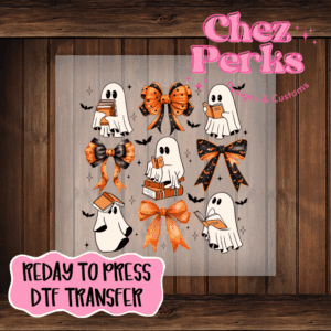 Ghost Book and Bow Collage DTF TRANSFER