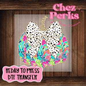 Paisley Pumpkin Dalmatian Dots Bow DTF TRANSFER