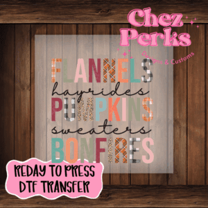 Flannels Hayrides Pumpkins Sweaters DTF TRANSFER