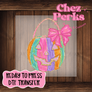 Pink Sparkle Pumpkin Basket DTF TRANSFER