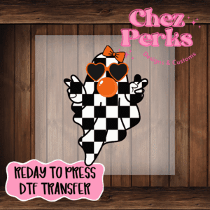 Orange Checkered Ghost DTF TRANSFER