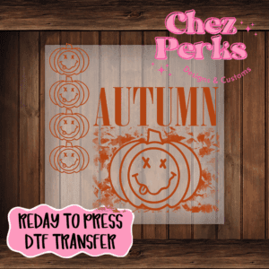 Autumn Pumpkin Smiley w/Sleeve Piece DTF TRANSFER