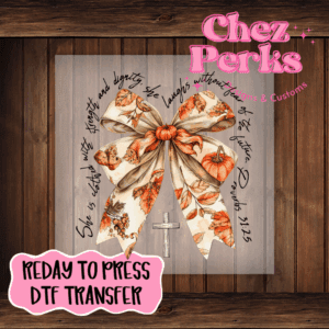 She Is Clothed In Strength Pumpkin Bow DTF TRANSFER